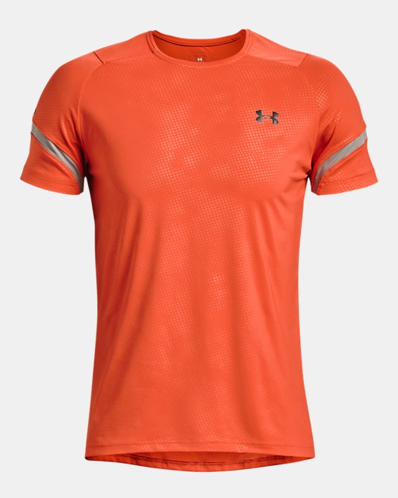 Men's UA RUSH™ Emboss Short Sleeve, Orange, pdpMainDesktop image number 5